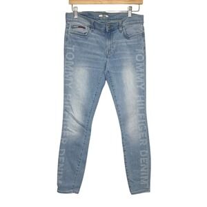 Tommy Hilfiger Denim Womens Light Wash Side Logo Skinny Jeans Size 6‎ Spellout